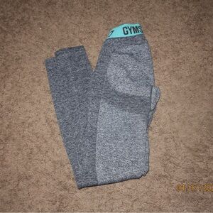 Gray Gymshark Leggings with Blue Waistband xs